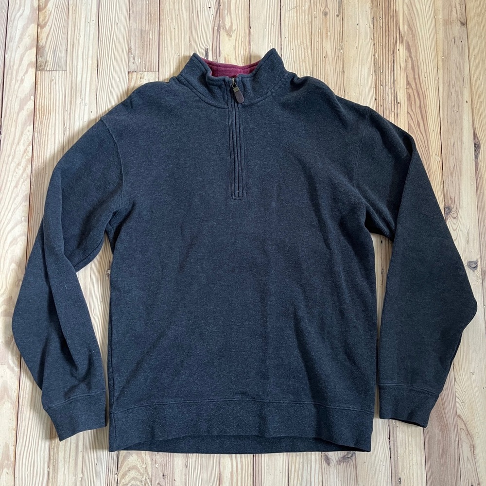 ORVIS‎ Men's Charcoal Gray 1/4 Zip Longsleeve Pullover Sweatshirt Size M Cotton